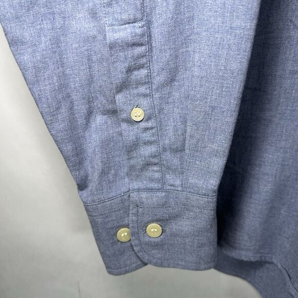 J Crew Button Up Shirt Mens Size Medium Light Blue Long Sleeve Oxford Pocket - Picture 5 of 14